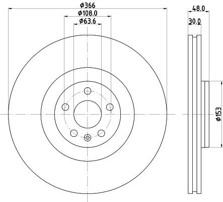 MINTEX MDC2913C: Disc de frână Ř: 366mm, ventilat interior, Ř: 366mm, acoperit (cu un strat protector), fara butuc roata, fara rulment roata, fara suruburi de fixare roata