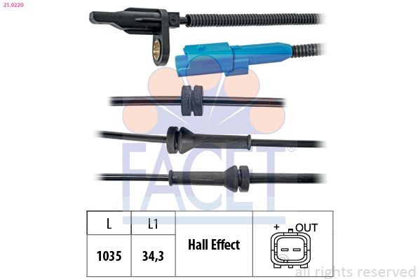 FACET 21.0220: Sensor ABS Made in Italy - OE Equivalent