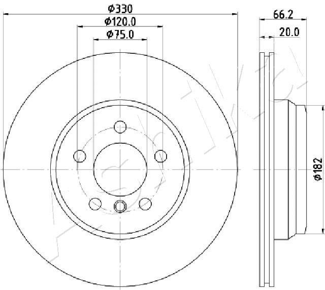 ASHIKA 61-00-0115: Piduriketas Tagasild, Ø: 330mm, sisemine õhutus, Ø: 330mm