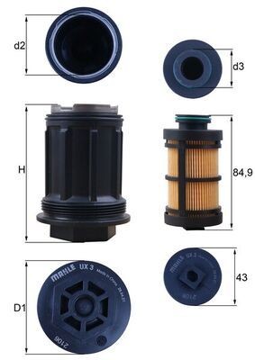 MAHLE ORIGINAL UX 3KIT: Filtru aditiv