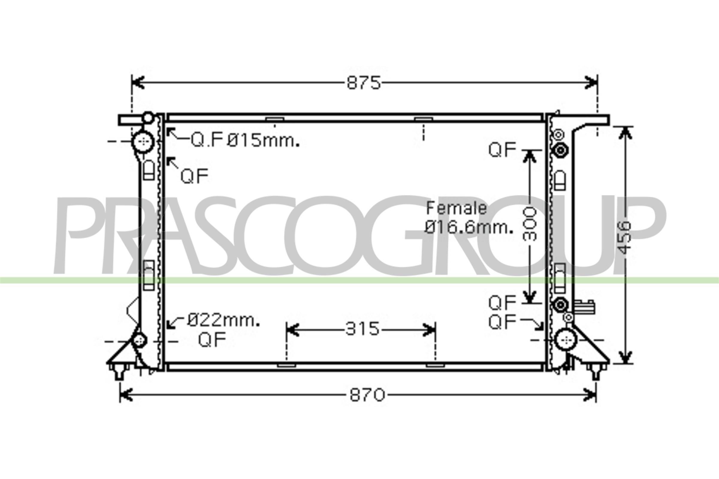 PRASCO AD024R009: Radiateur du moteur AQ avec raccords rapides