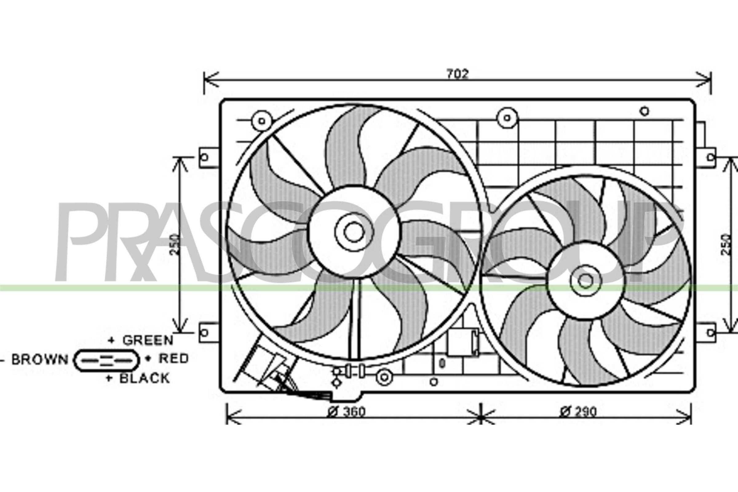 PRASCO AD320F002: Radiaatori ventilaator AQ 360mm, koos jahutusventilaatoriraamiga(Zarge)