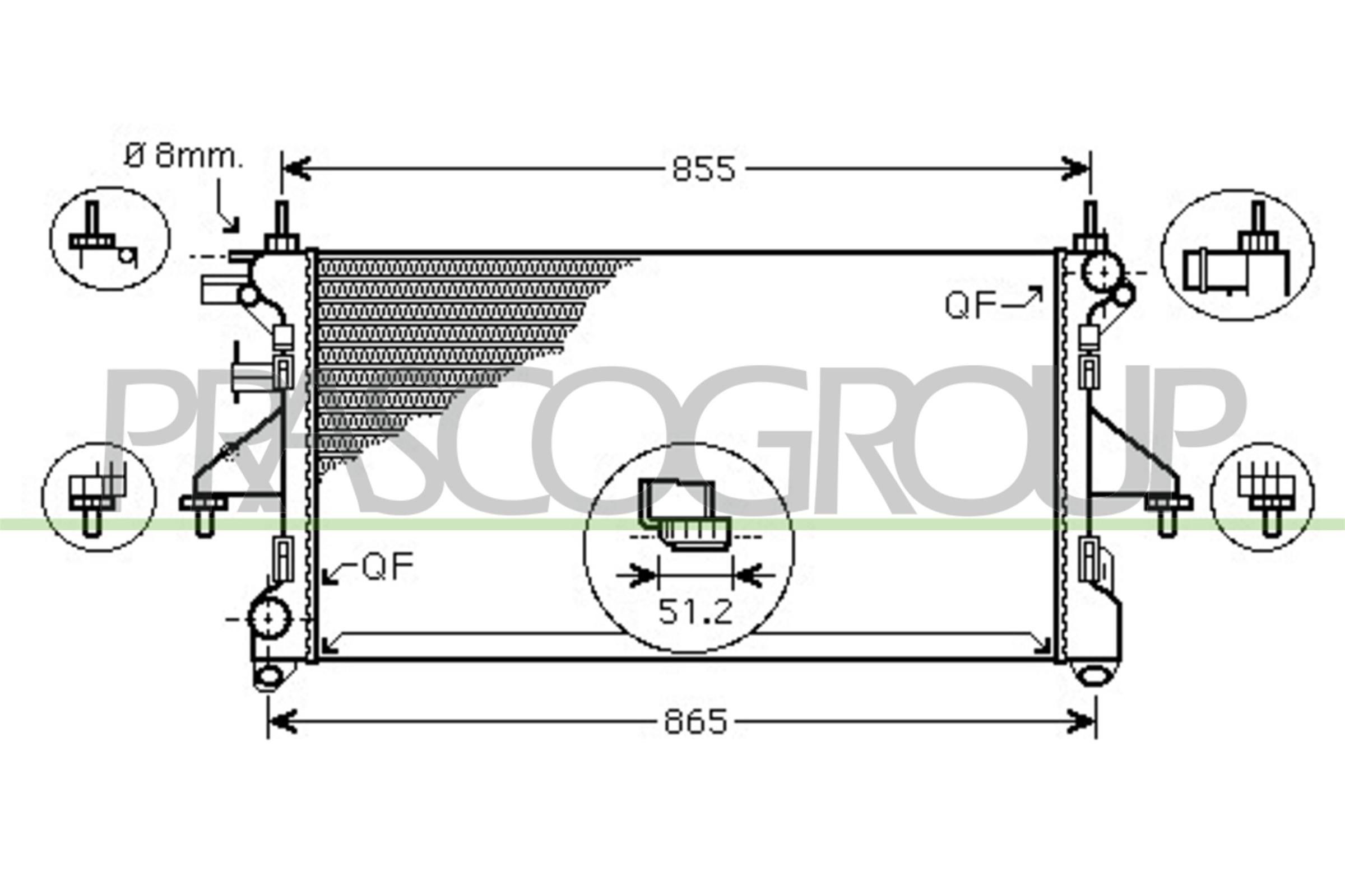 PRASCO CI954R005: Radiateur du moteur AQ avec raccords rapides