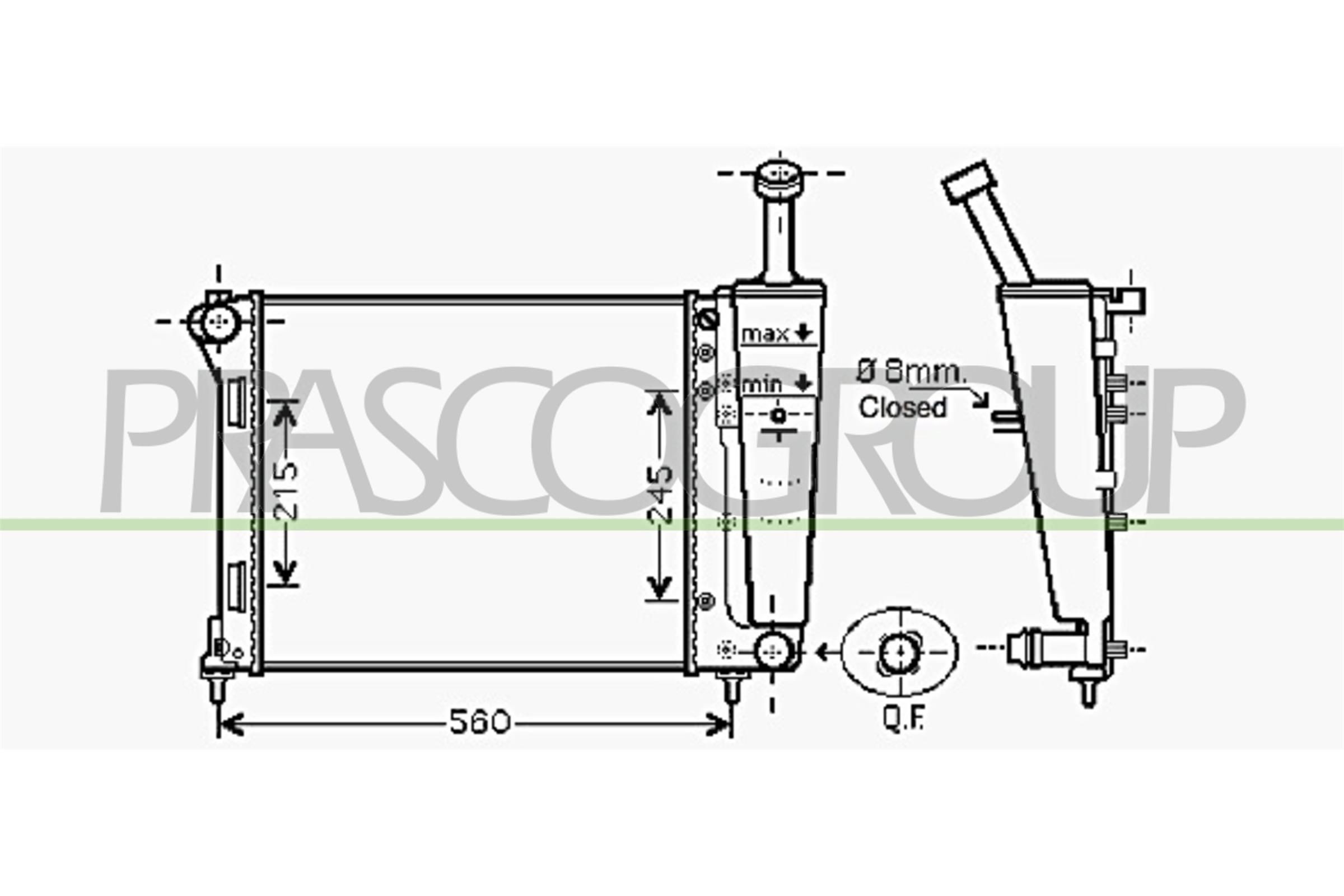 PRASCO FD008R001: Radiatore motore AQ con giunti rapidi