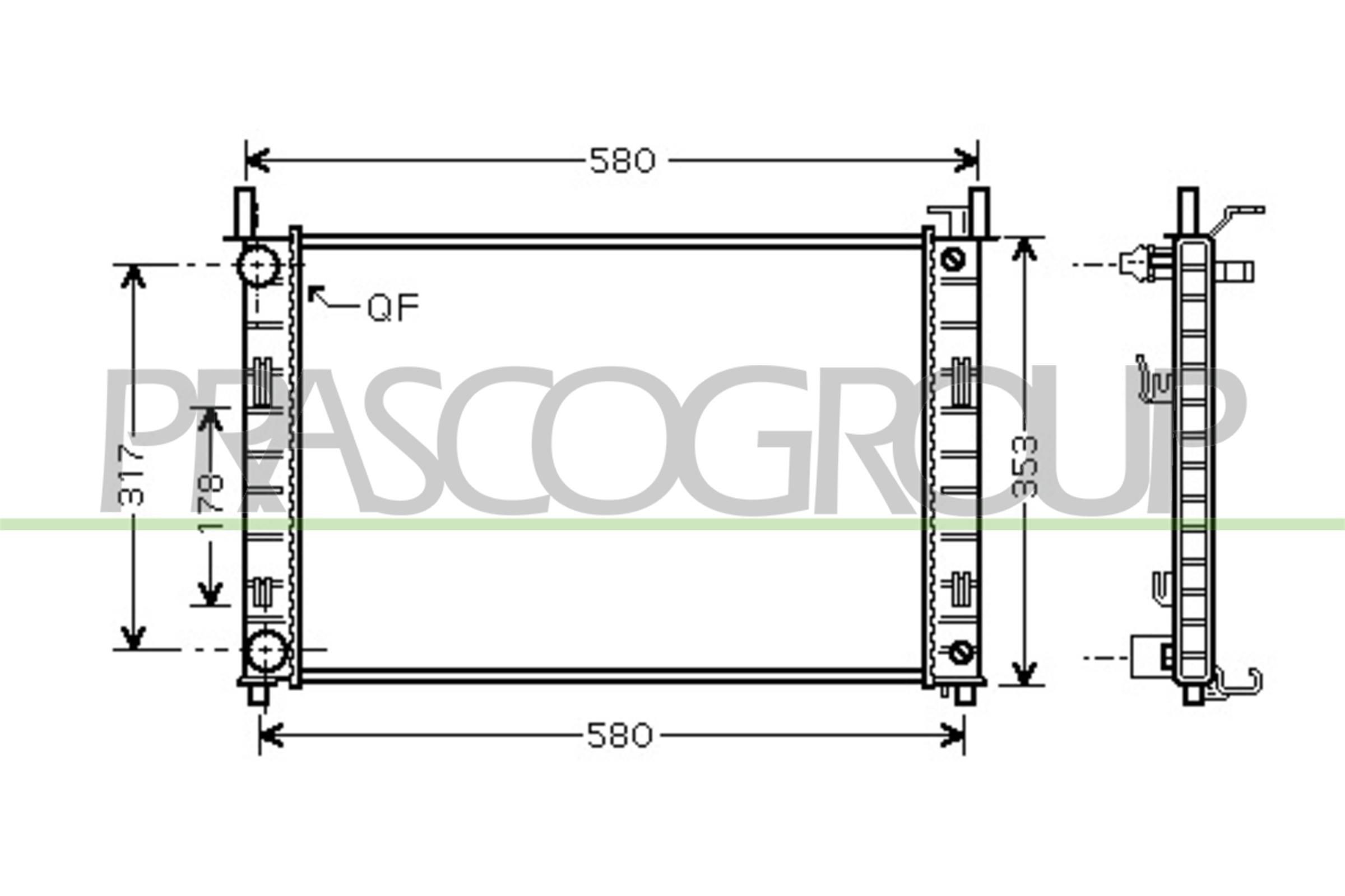 PRASCO FD340R001: Radiaator, mootorijahutus AQ kiirliidesega