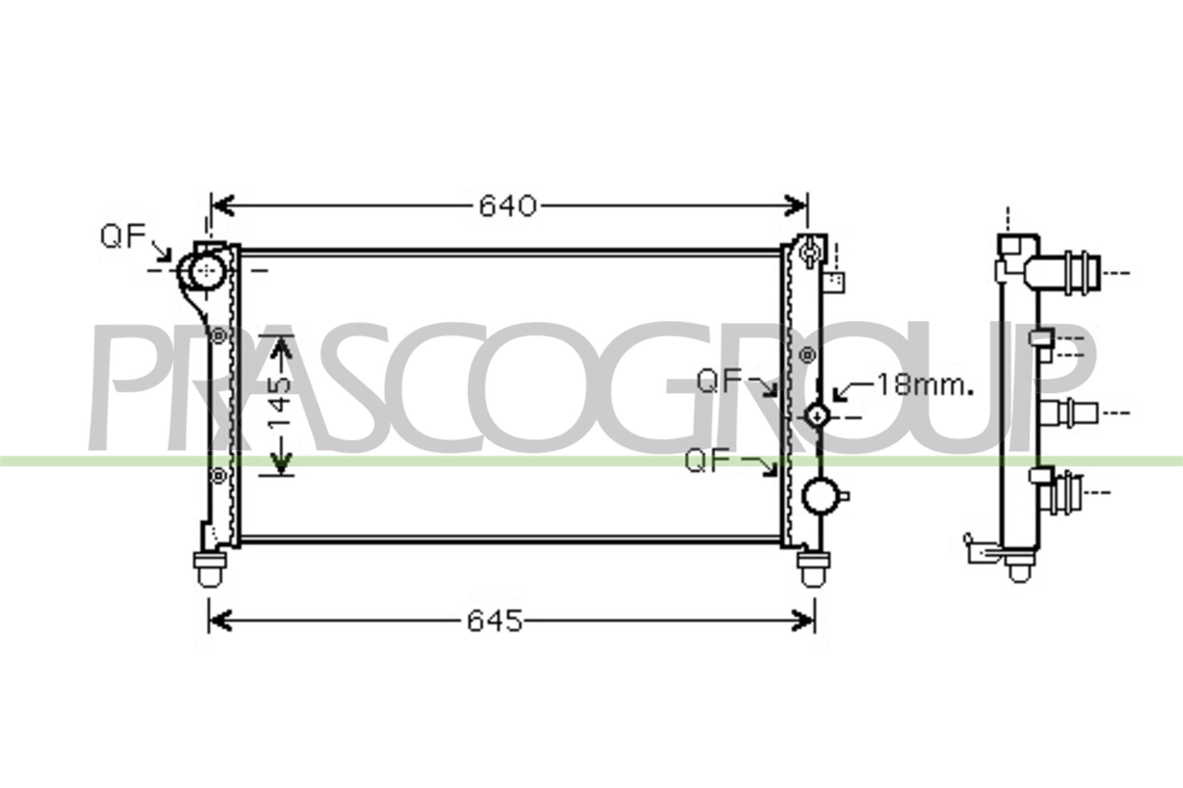 PRASCO FT122R002: Radiaator, mootorijahutus AQ kiirliidesega