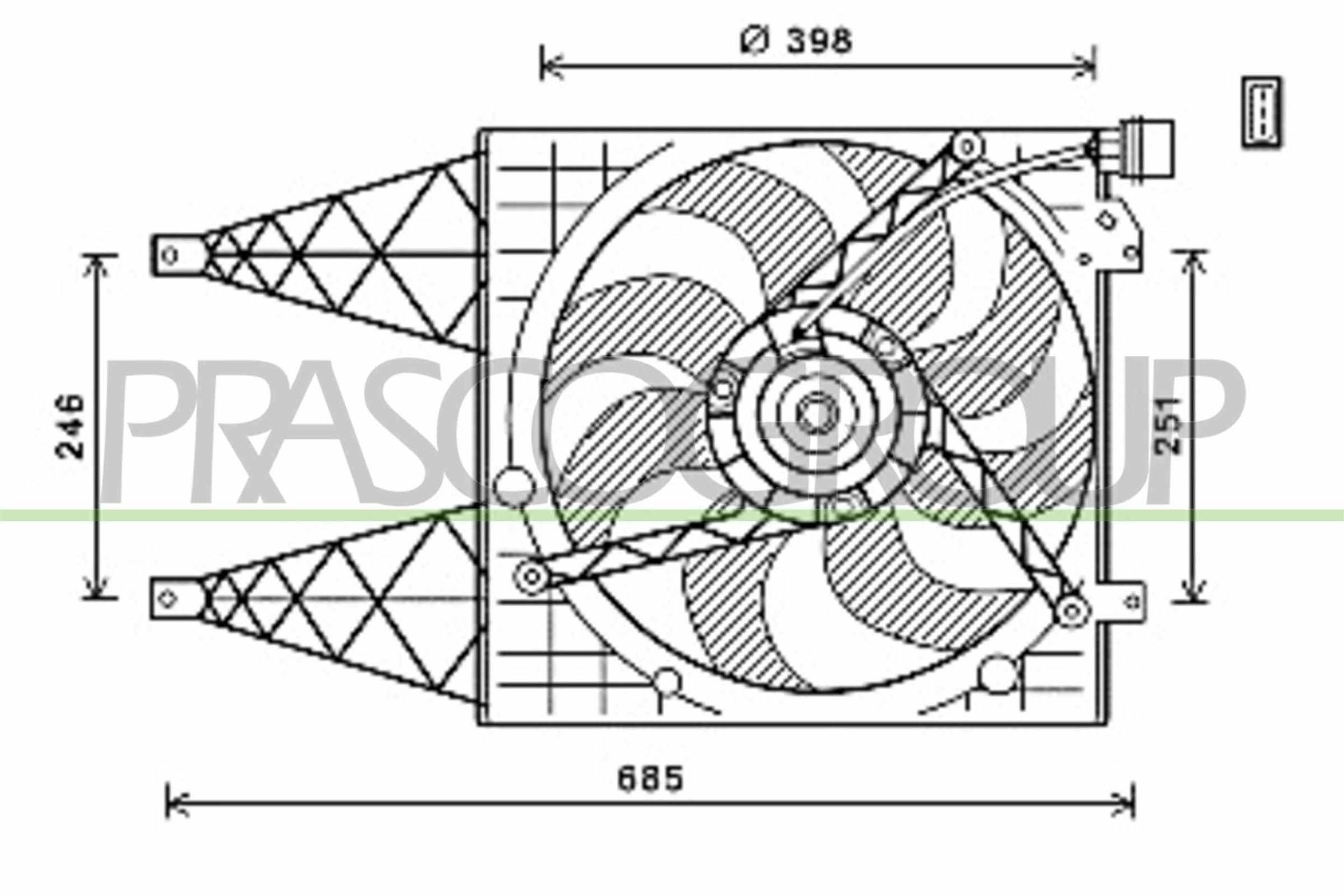 PRASCO ST033F003: Ventilator, radiator AQ 392mm, cu rama aerisire radiator