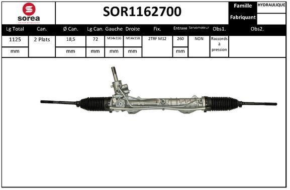 SNRA SOR1162700: Crémaillère de direction