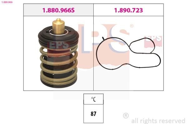 EPS 1.880.966: Termostaat, Jahutusvedelik Made in Italy - OE Equivalent 87°C, koos tihendiga