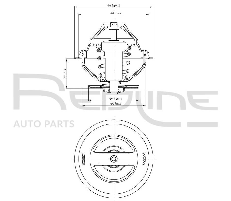 RED-LINE 55CH000: Termostaat, Jahutusvedelik 80°C, 67mm, 43mm