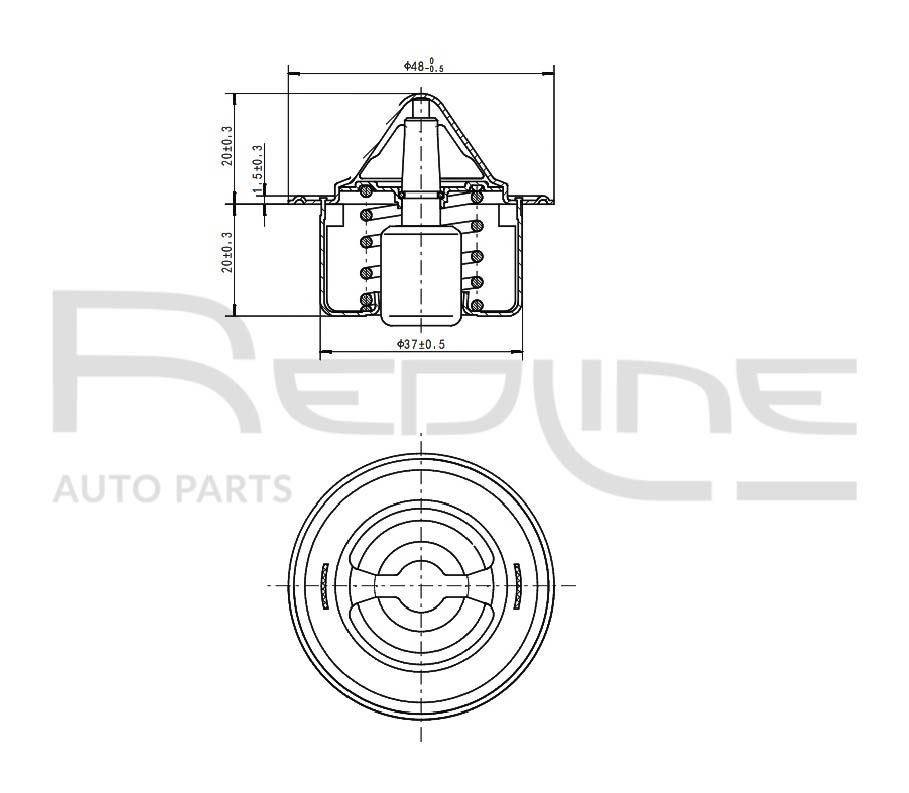 RED-LINE 55CV000: Termostaat, Jahutusvedelik 87°C, 48mm