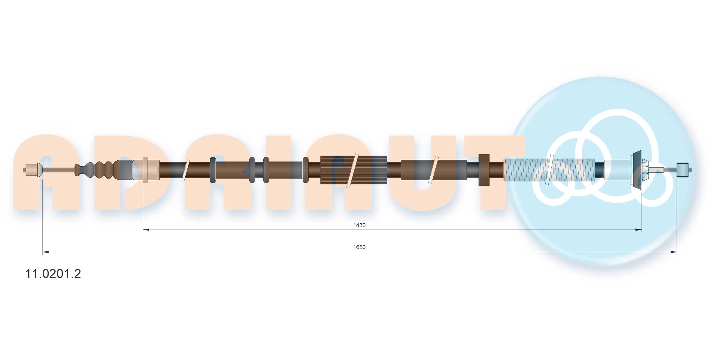 ADRIAUTO 11.0201.2: Handremkabel Links achter, 1650mm, 1650mm