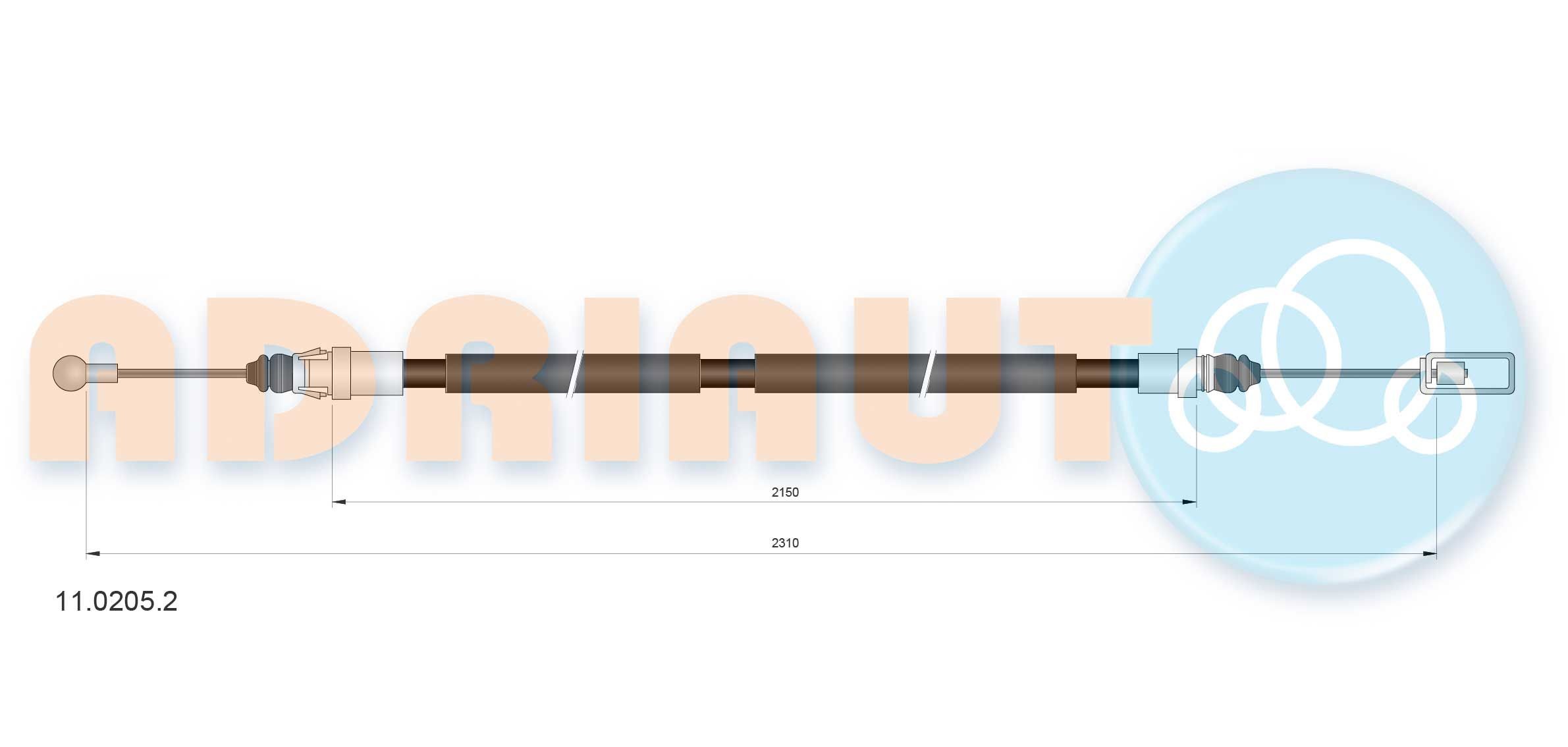 ADRIAUTO 11.0205.2: Cavo freno a mano posteriore Dx, 2310mm, 2310mm