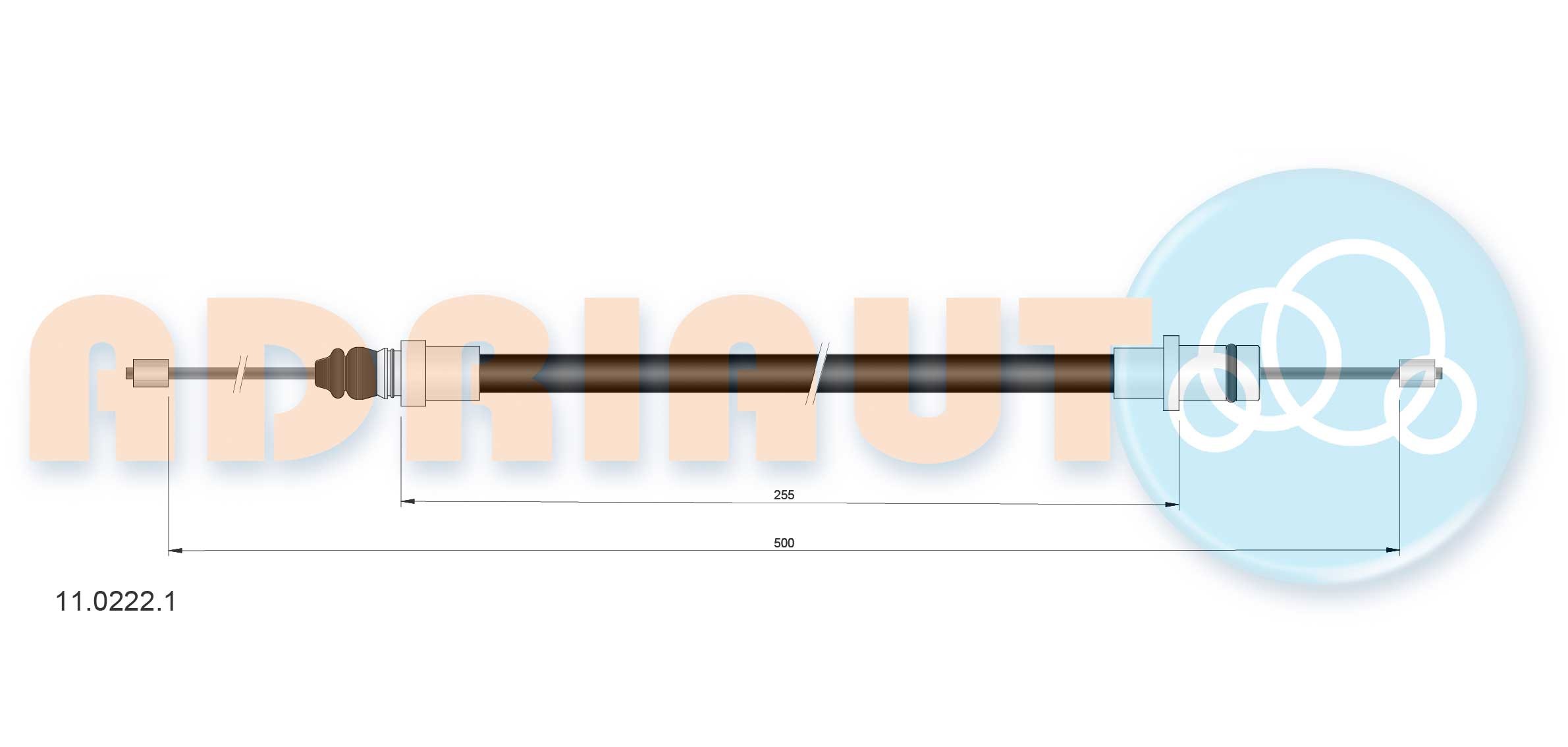 ADRIAUTO 11.0222.1: Cavo freno a mano anteriore, 500mm, 500mm