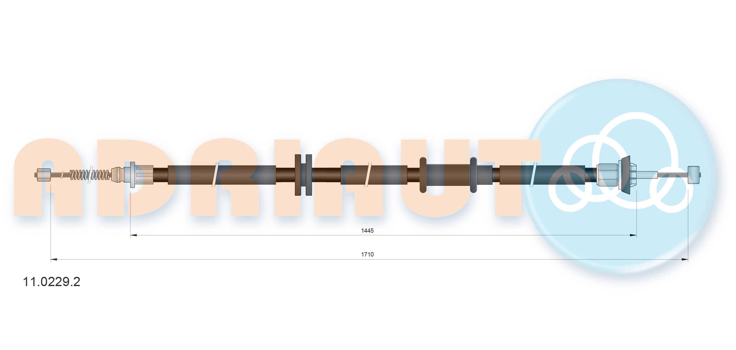 ADRIAUTO 11.0229.2: Cavo freno a mano posteriore Dx, 1710mm, 1710mm