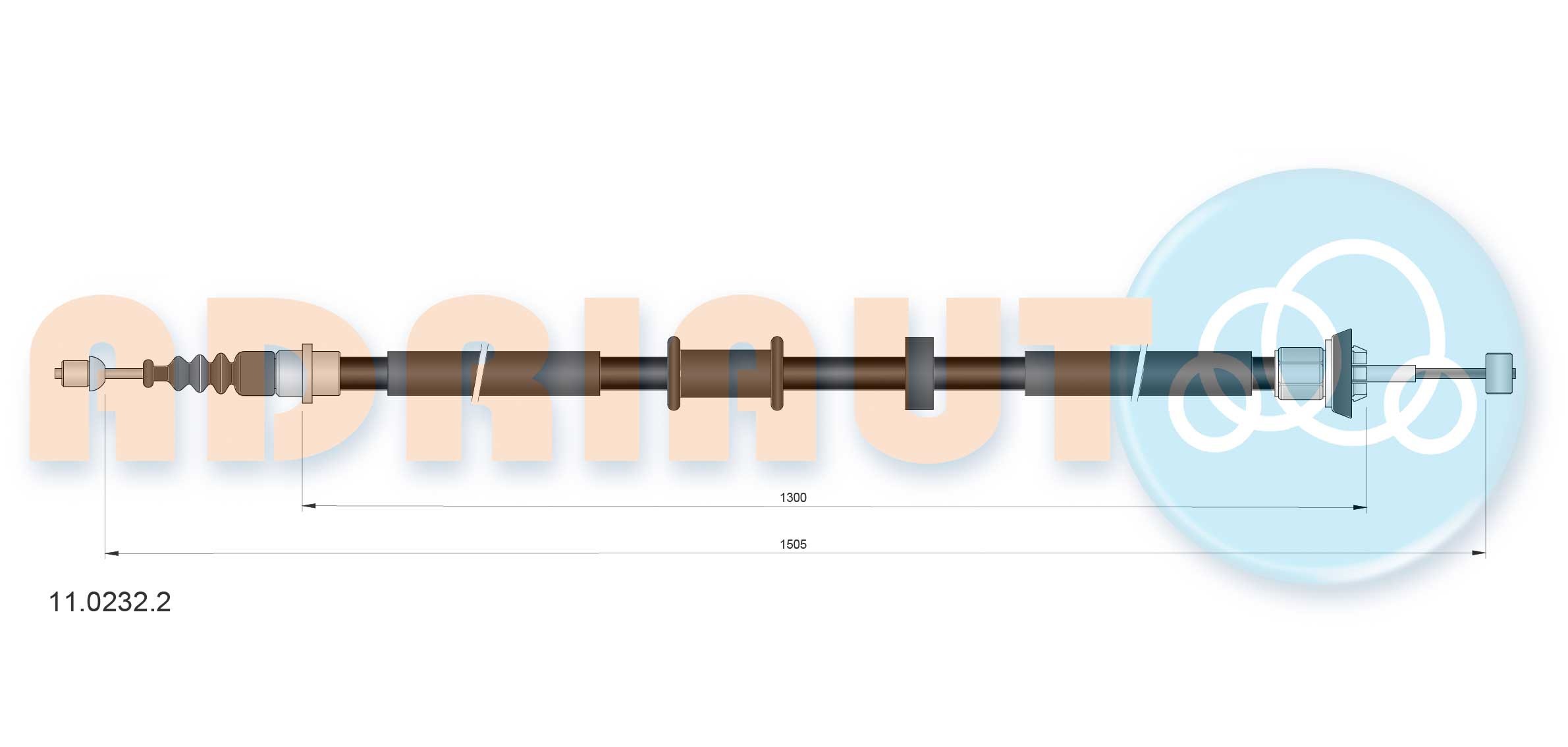 ADRIAUTO 11.0232.2: Cavo freno a mano posteriore Dx, 1505mm, 1505mm