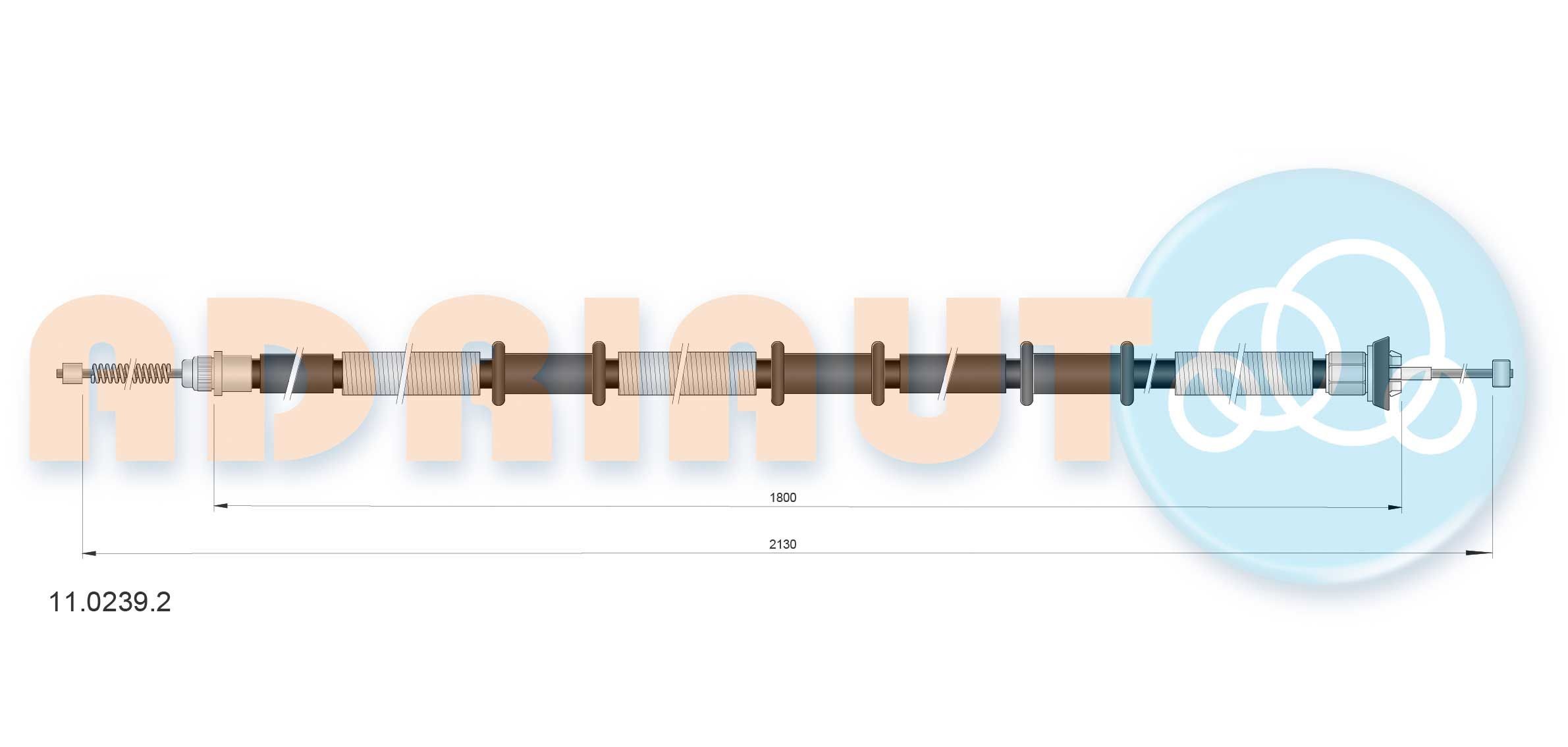 ADRIAUTO 11.0239.2: Cavo freno a mano posteriore Dx, 2130mm, 2130mm
