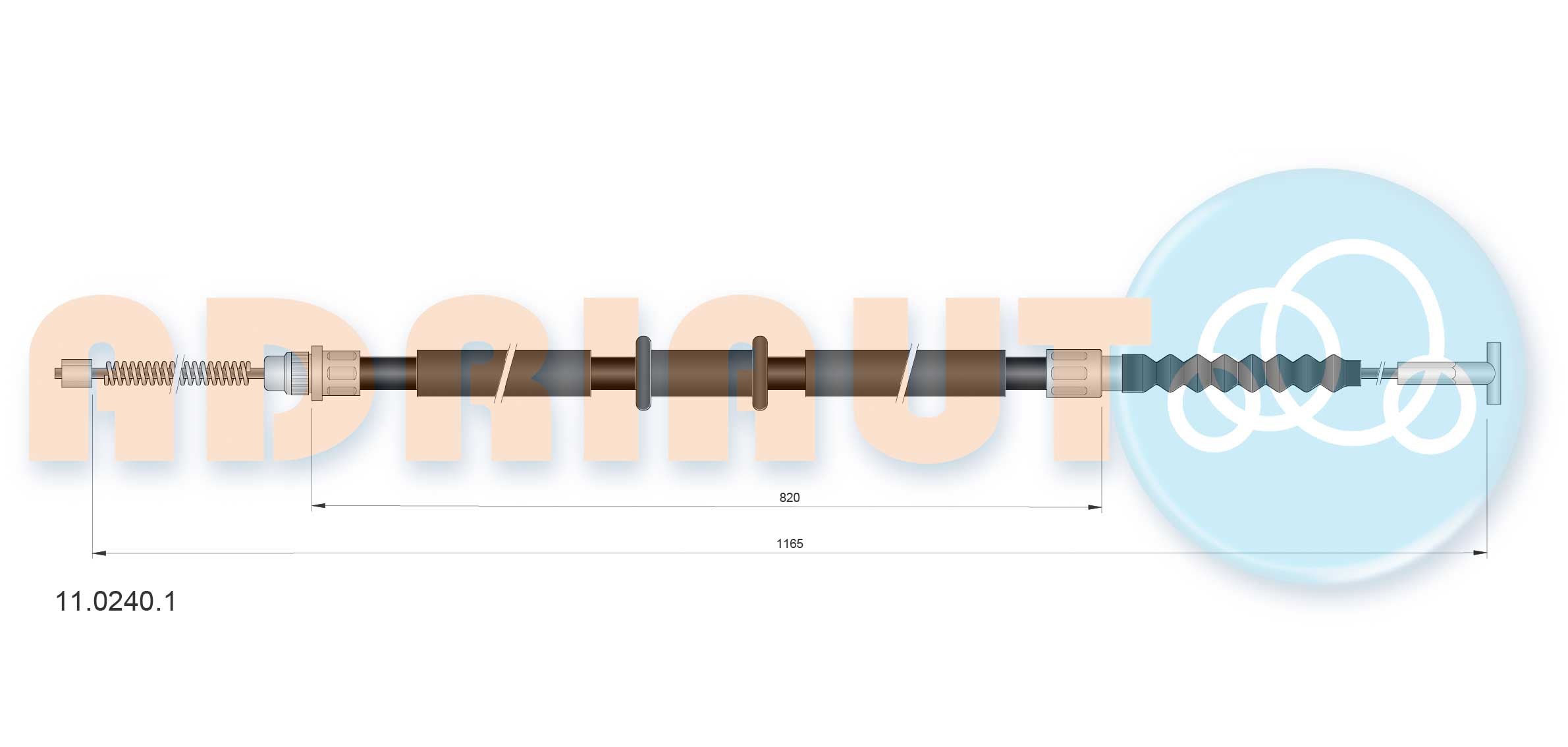 ADRIAUTO 11.0240.1: Cavo freno a mano posteriore Sx, 1165mm, 1165mm
