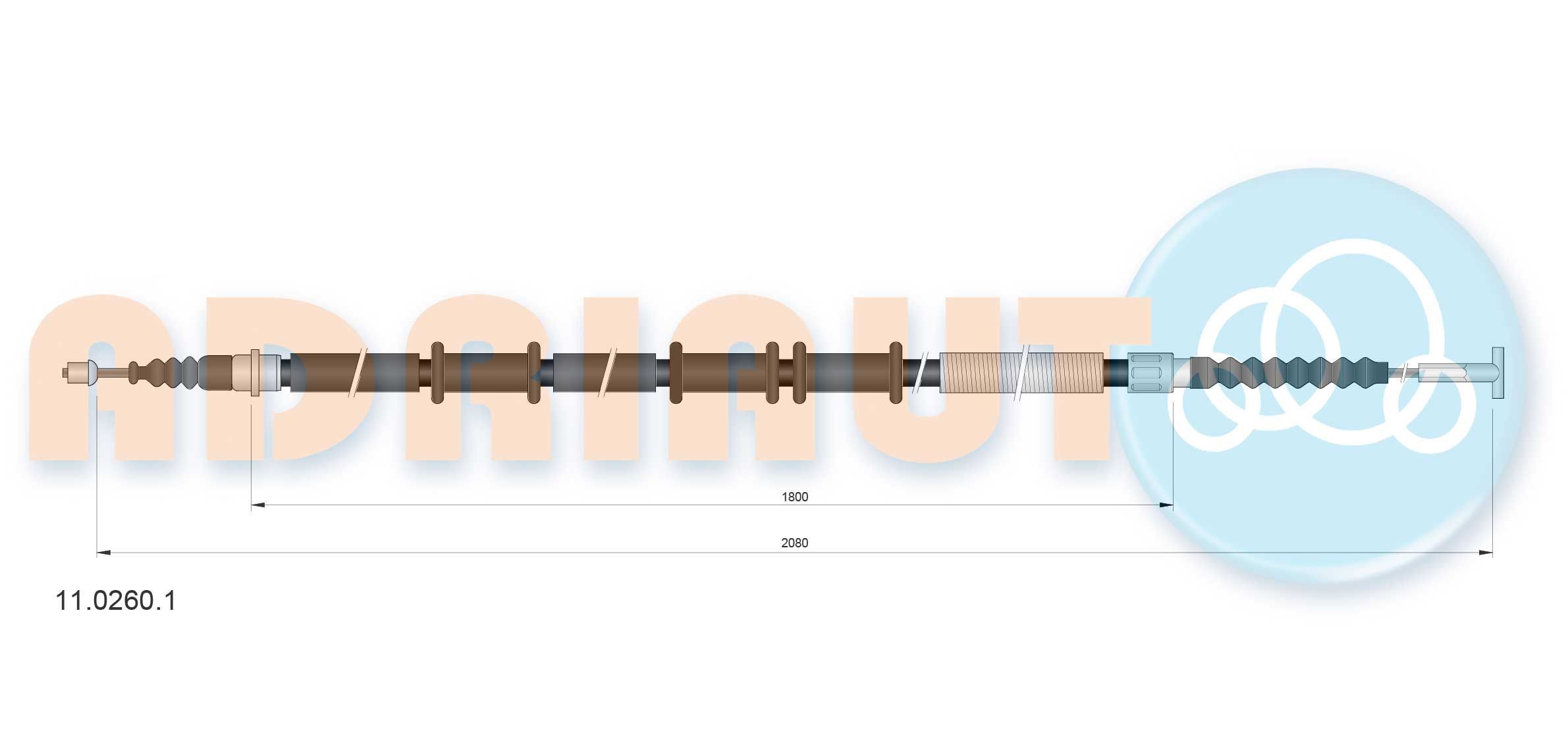 ADRIAUTO 11.0260.1: Cavo freno a mano posteriore Dx, 2080mm, 2080mm
