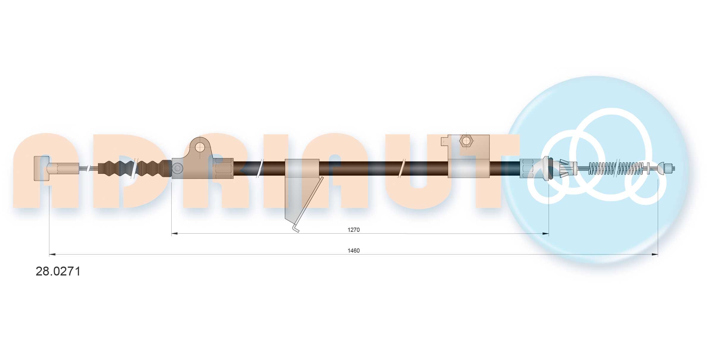 ADRIAUTO 28.0271: Cavo freno a mano posteriore Sx, 1460mm, 1460mm