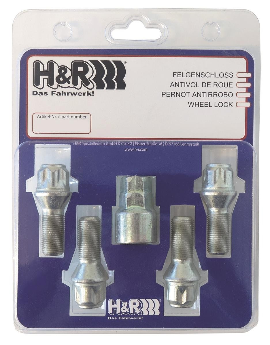 H&R 1252801KEY4: Turvapoldid Wheel-Lock set M12 taper head 60°