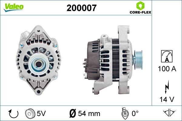 VALEO 200007: Alternator VALEO CORE-FLEX 100A