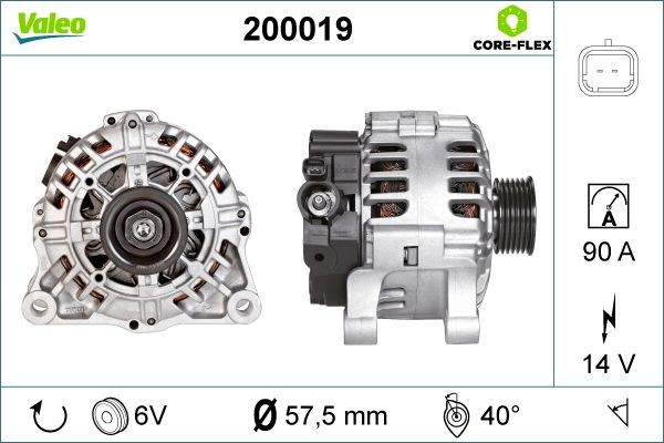 VALEO 200019: Alternator VALEO CORE-FLEX 80A