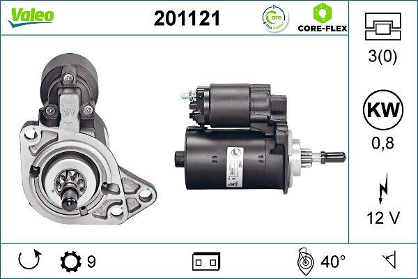 VALEO 201121: Starteris VALEO CORE-FLEX 0,8kW