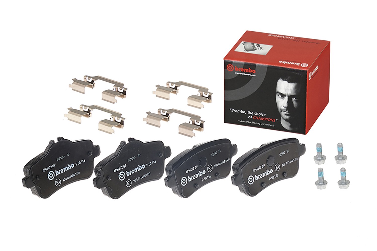 BREMBO P 50 156: Plăcuțe de frână PRIME LINE cu acceasorii, cu suruburi etrier, cu tabla anti scartait