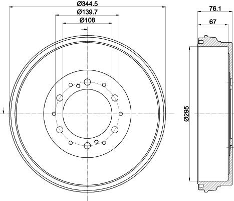 MINTEX MBD403: Piduritrummel 345mm, ilma rattakeskmeta, ilma rattalaagrita, ilma rattakinnituspoltideta