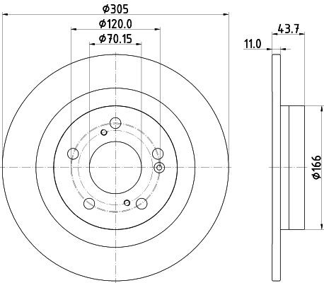 MINTEX MDC2905C: Piduriketas Ø: 305mm, täis, Ø: 305mm, kaetud, ilma rattakeskmeta, ilma rattalaagrita, ilma rattakinnituspoltideta