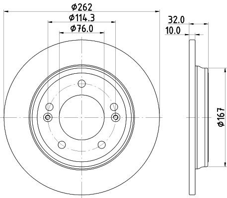 MINTEX MDC2921C: Disc de frână Ř: 262mm, plin, Ř: 262mm, acoperit (cu un strat protector), fara butuc roata, fara rulment roata, fara suruburi de fixare roata