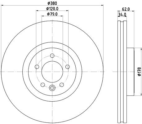 MINTEX MDC2945C: Bremžu diski Ø: 380mm, ar iekšējo ventilāciju, Ø: 380mm, pārklāts, bez riteņa rumbas, bez riteņa rumbas gultņa, bez riteņu stiprināšanas skrūvēm