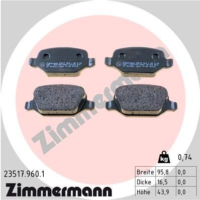 ZIMMERMANN 23517.960.1: Piduriklotsid rd:z Foto vastab tarnekomplektile