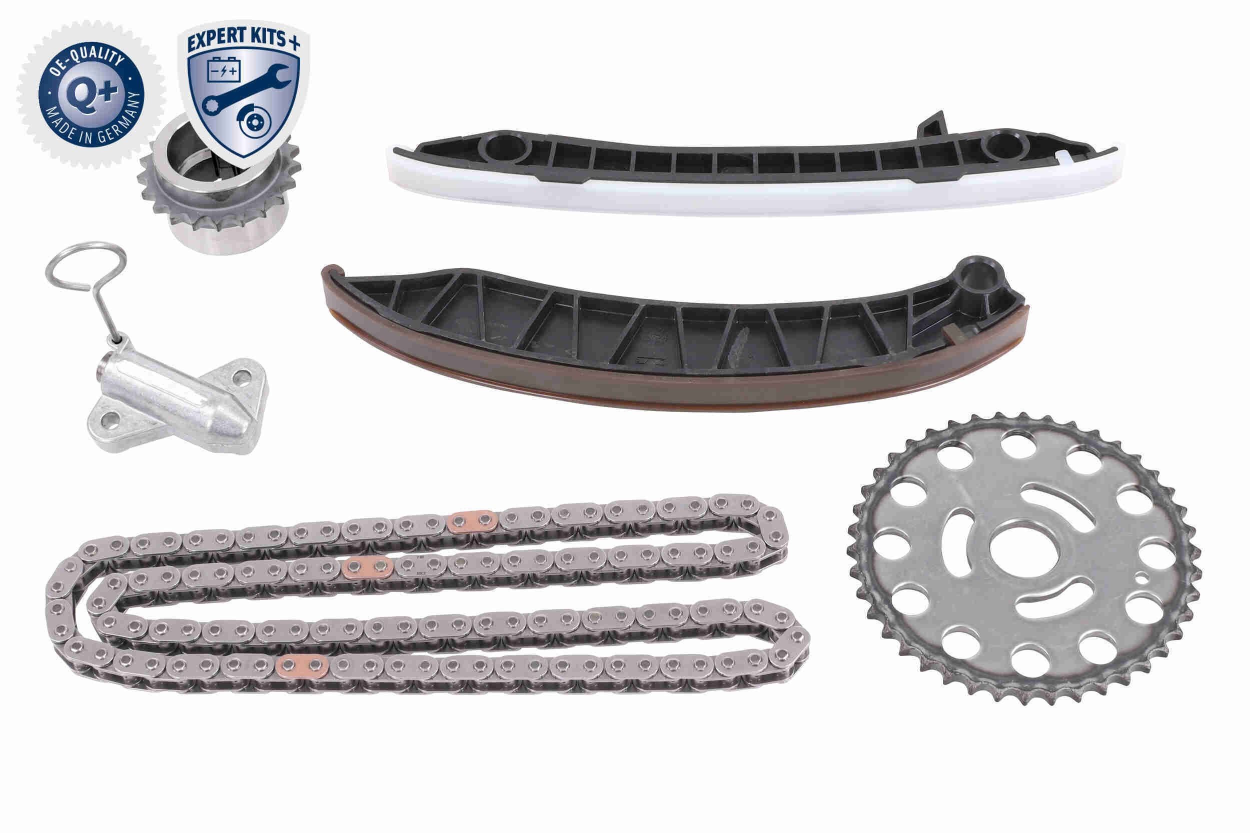 VAICO V46-10001: Kamkedjesats Q+, original equipment manufacturer quality MADE IN GERMANY med kedjespännare, med glidskenor, med kamaxelkugghjul, med vevaxelkugghjul, för kamaxel