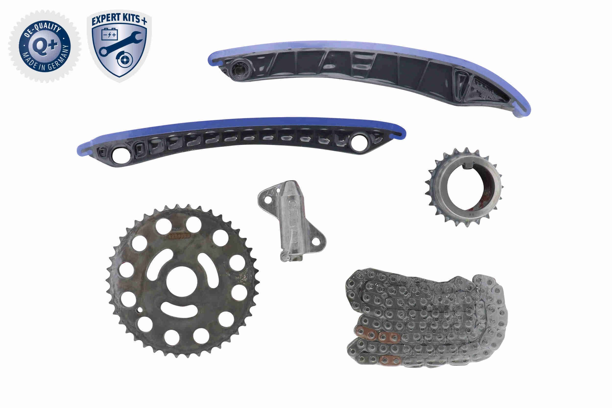 VAICO V46-10005: Kit lanț de distribuție Q+, original equipment manufacturer quality MADE IN GERMANY cu sina de culisare, cu intinzator lant, cu roti dintate, pt. arbore cu came