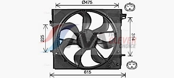 AVA COOLING SYSTEMS DN7540: Radiaatori ventilaator 475mm, 475mm, ilma juhtseadmeta, koos jahutusventilaatoriraamiga(Zarge), ilma takistuseta