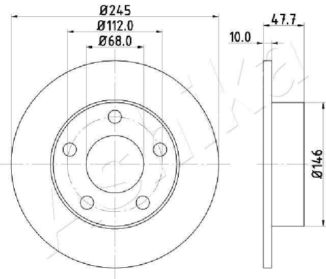 ASHIKA 61-00-0905: Piduriketas Tagasild, Ø: 245mm, täis, Ø: 245mm