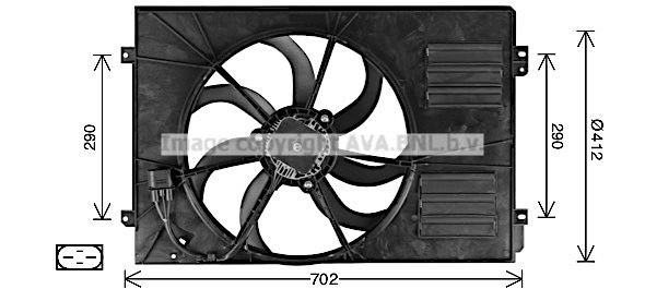 PRASCO AI7523: Radiaatori ventilaator 412mm, koos jahutusventilaatoriraamiga(Zarge)
