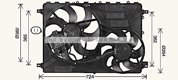 PRASCO AU7506: Radiaatori ventilaator 382mm, koos jahutusventilaatoriraamiga(Zarge)