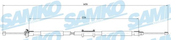 SAMKO C0197B: Cablu, frana de parcare 1455mm, 1455mm