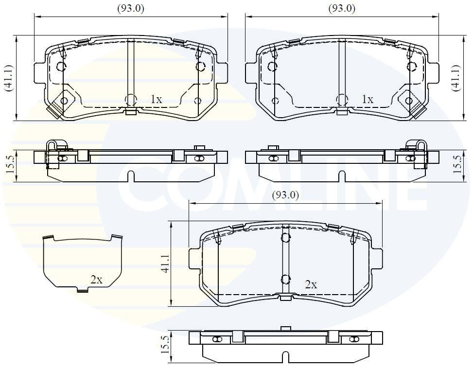COMLINE CBP32530: Piduriklotsid kriuksumisvastase pleki avadega