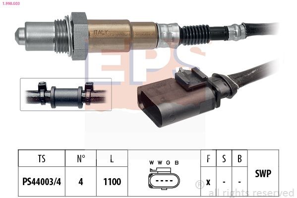 EPS 1.998.503: Lambda andur Made in Italy - OE Equivalent koos kinnitusmaterjaliga