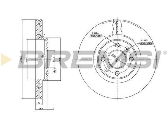 BREMSI CD7124V: Piduriketas Esisild, Ø: 280mm, õhutusega, Ø: 280mm, värvitud