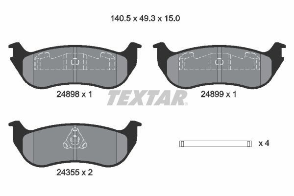 TEXTAR 2489803: Plăcuțe de frână cu acceasorii