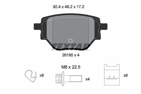 TEXTAR 2619501: Kit pastiglie freni Q+ con accessori, con bulloni pinza freno