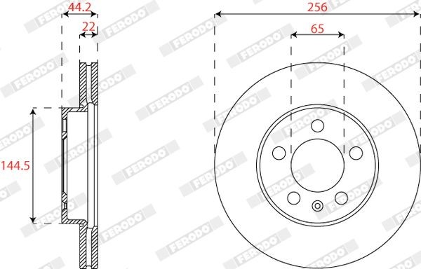 FERODO DDF2663C: Jarrulevy PREMIER Ø: 256mm, Tuuletettu, Ø: 256mm, pinnoitettu, ilman ruuveja