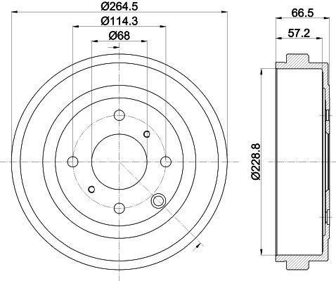 MINTEX MBD412: Stabdžių būgnas 265mm, be rato stebulės, be rato guolio, be rato tvirtinimo smeigių