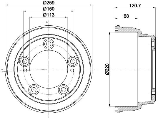 MINTEX MBD414: Piduritrummel 259mm, ilma rattakeskmeta, ilma rattalaagrita, ilma rattakinnituspoltideta