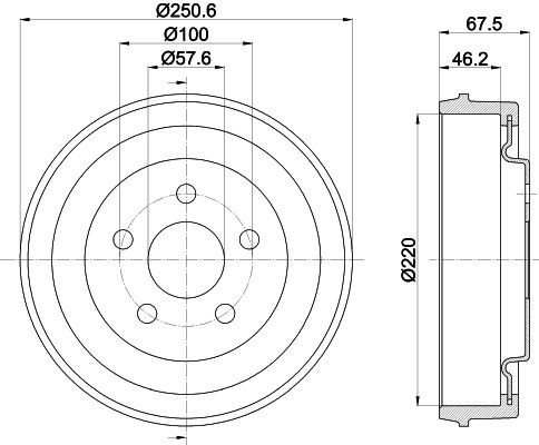 MINTEX MBD417: Piduritrummel 251mm, kaheosaline piduritrummel, ilma rattakeskmeta, ilma rattalaagrita, ilma rattakinnituspoltideta